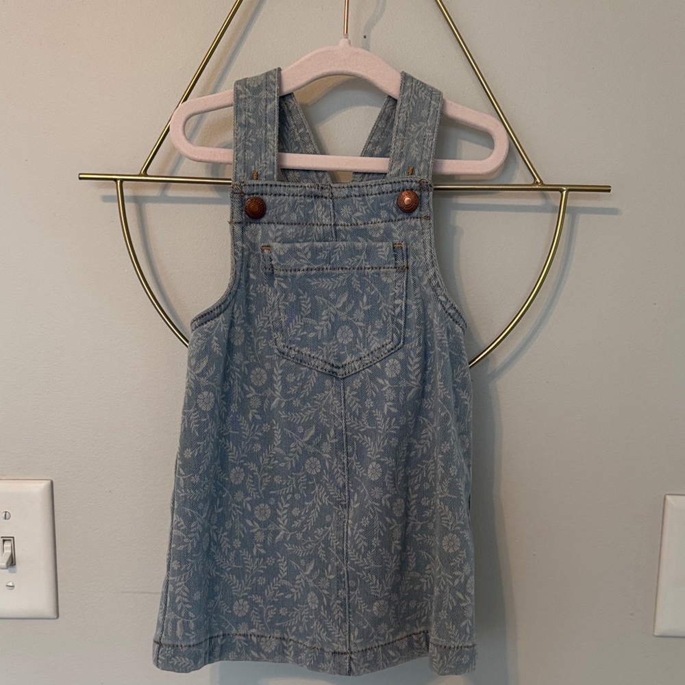 Old Navy Light Blue Floral Denim Overall Dress